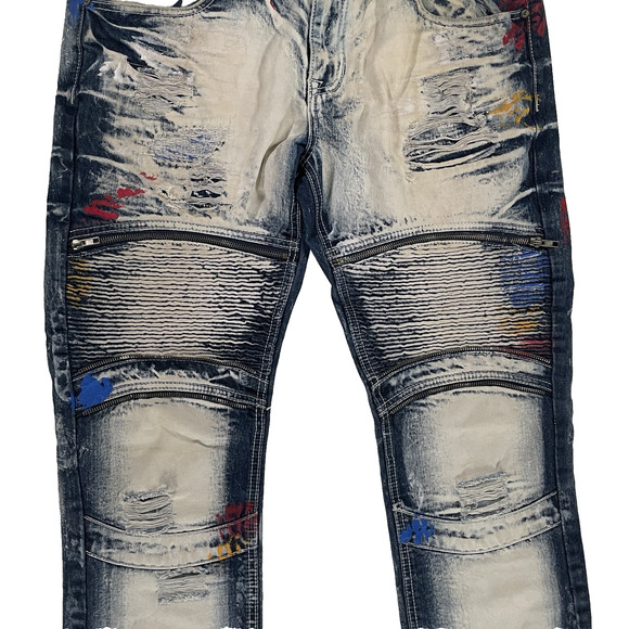 Smoke Rise Mens 36X32 Jeans Distressed Paint Splatter Original Vintage Denim - Picture 4 of 8